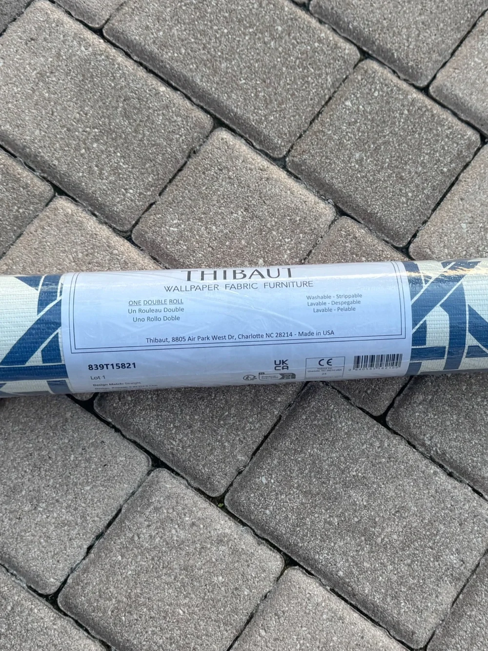NWT THIBAUT Vinyl Wallpaper T15821 Canary Trellis Blue 1 Double Roll Non Woven